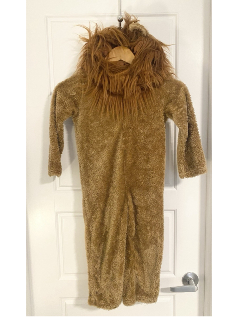 Toddler Lion Halloween Costume Size 4T Furry Jumpsuit Hood Mane Tail